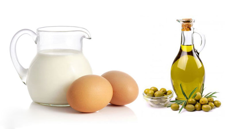 ماسک تخم‌مرغ، آبلیمو، روغن زیتون و شیر برای تقویت مو